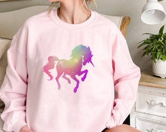 Felpa con unicorno, felpa con cappuccio con unicorno splendente