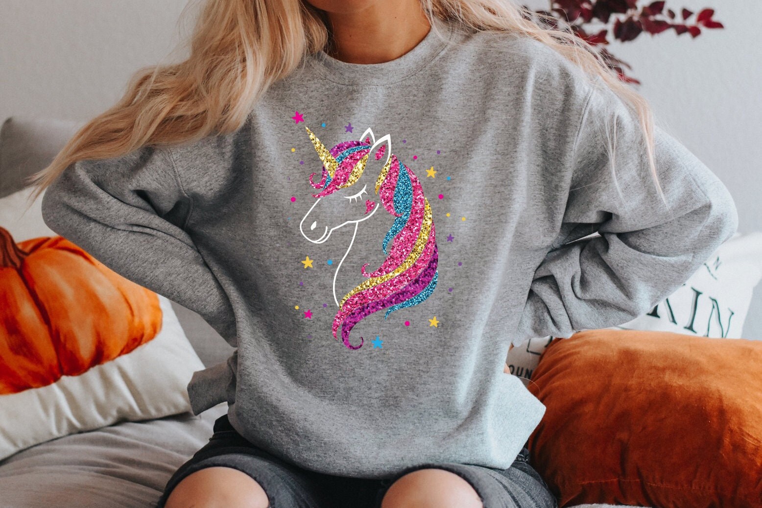 Glitter Unicorn Sweatshirt Unicorn Birthday Sweatshirt Unicorn Girl