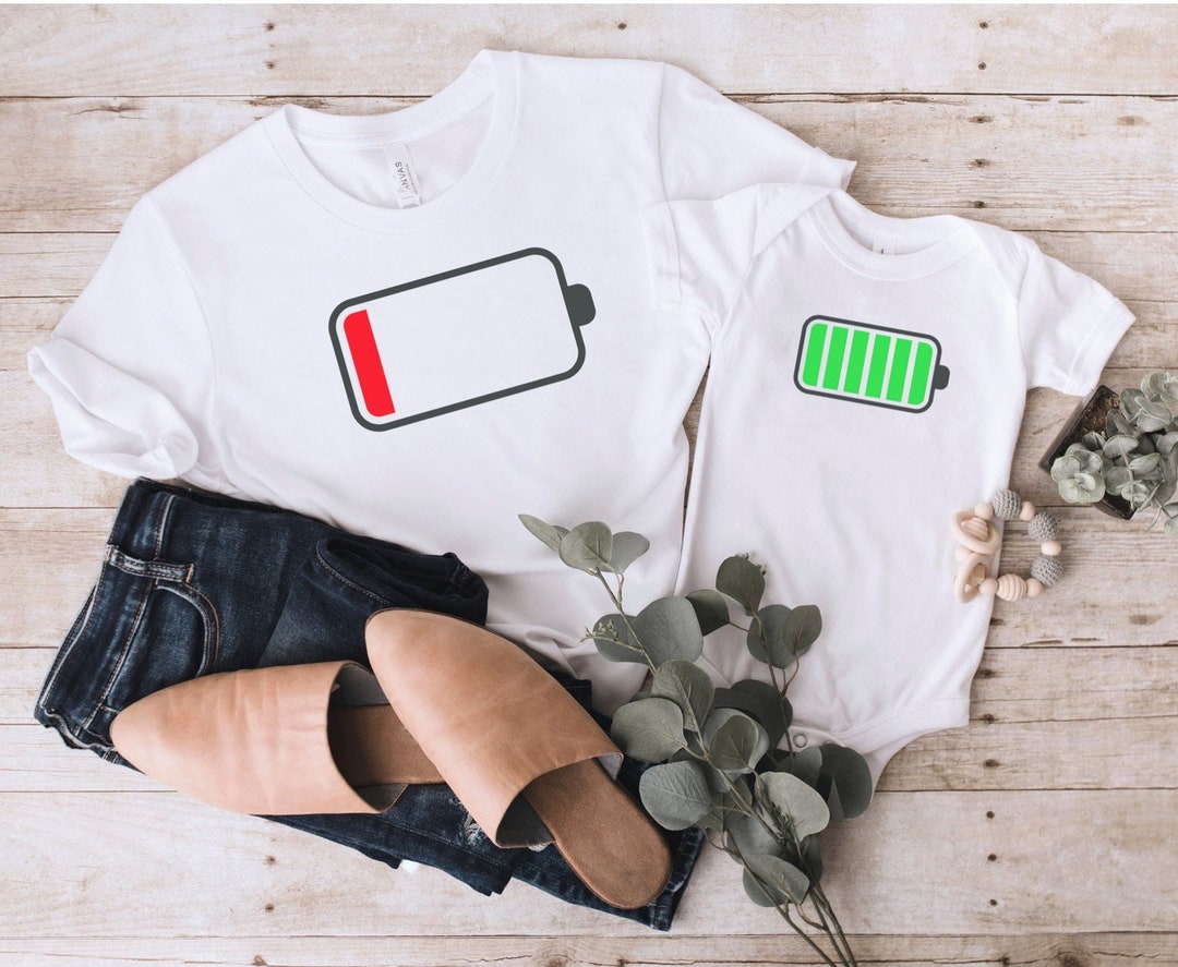 Mens DAD Battery Empty Shirt- Dad Son Daughter Matching Outfits 1 main image 1