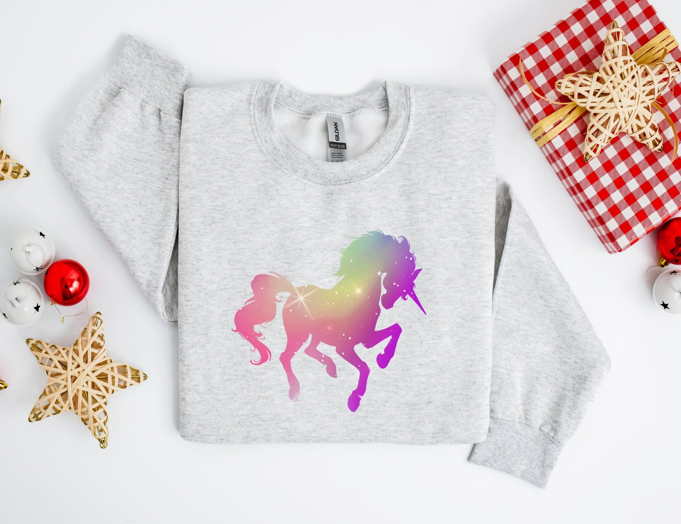 Unicorn Sweatshirt, Cute Shining Unicorn Hoodie, Girls Unicorn
