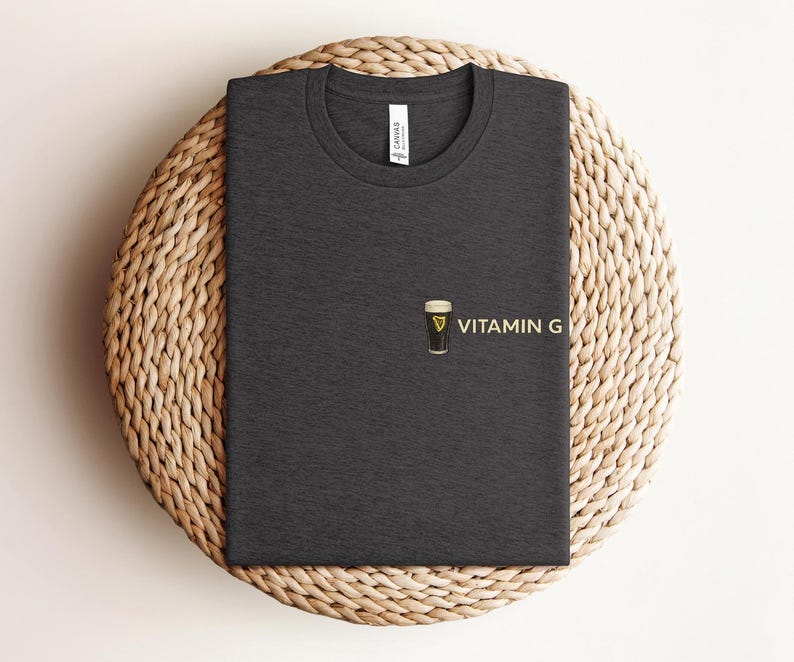 Vitamin G Guinness Beer Shirt, Funny Embroidered Beer Shirt, St. Patrick’s Day Gift, Irish Pub Party Tee Beer Lovers image 1