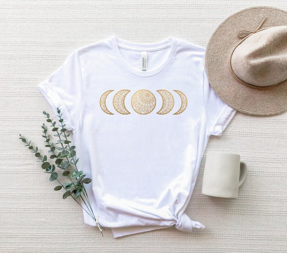 Lunar Phase Shirt, Moon Phase Shirt, Celestial Moon Tee, Mystic Moon Phase T-Shirt, Mystical Shirts, Bohemian Moon Phase Shirts, Boho Moon