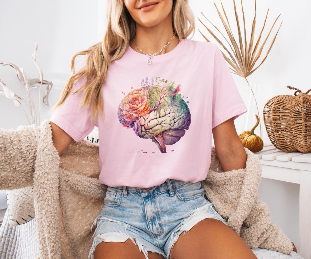 Anatomical Brain Floral Shirt, Floral Brain T-shirt, Psychologist Shirt ...
