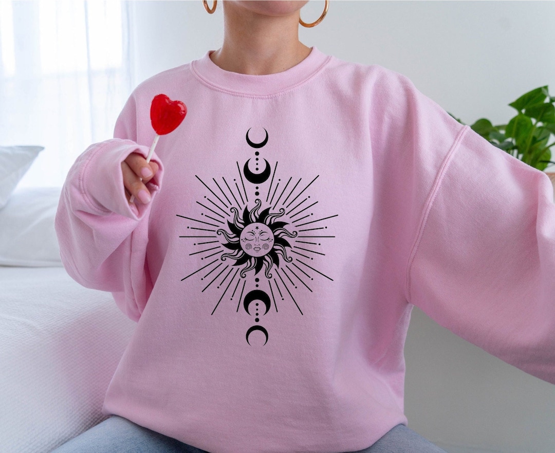 Aesthetic Sun and Moon Sweatshirt, Celestial Mystical Sun Moon Sweater