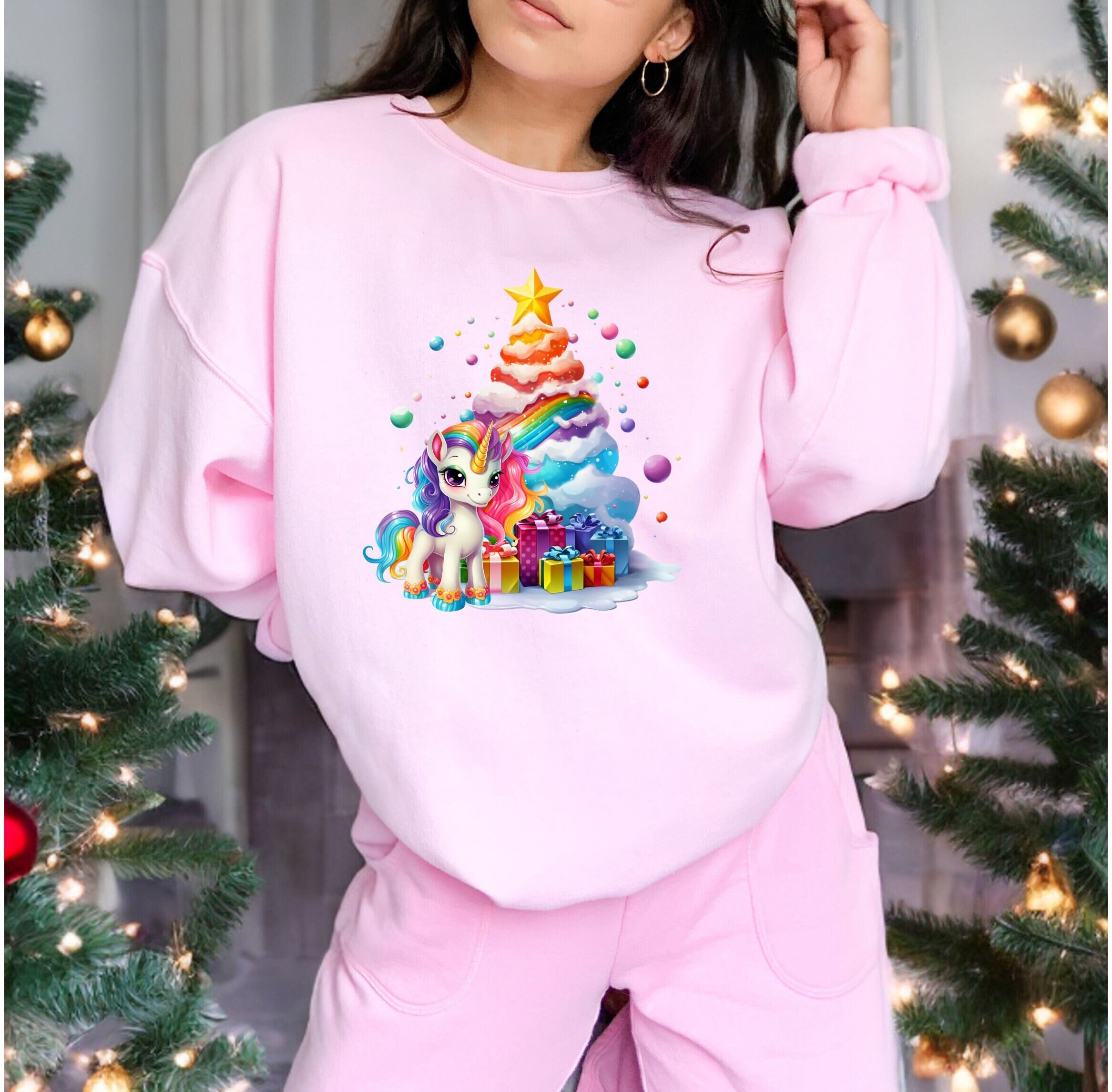 Pink unicorn christmas sweater sale