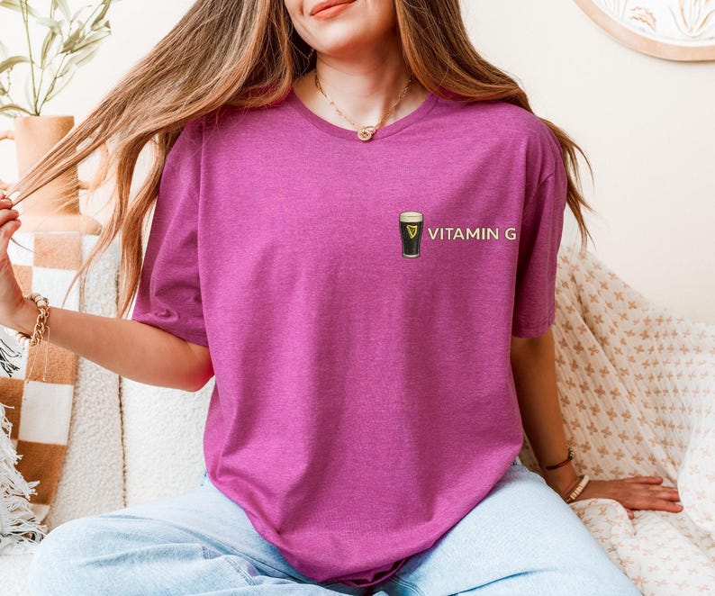Vitamin G Guinness Beer Shirt, Funny Embroidered Beer Shirt, St. Patrick’s Day Gift, Irish Pub Party Tee Beer Lovers image 4
