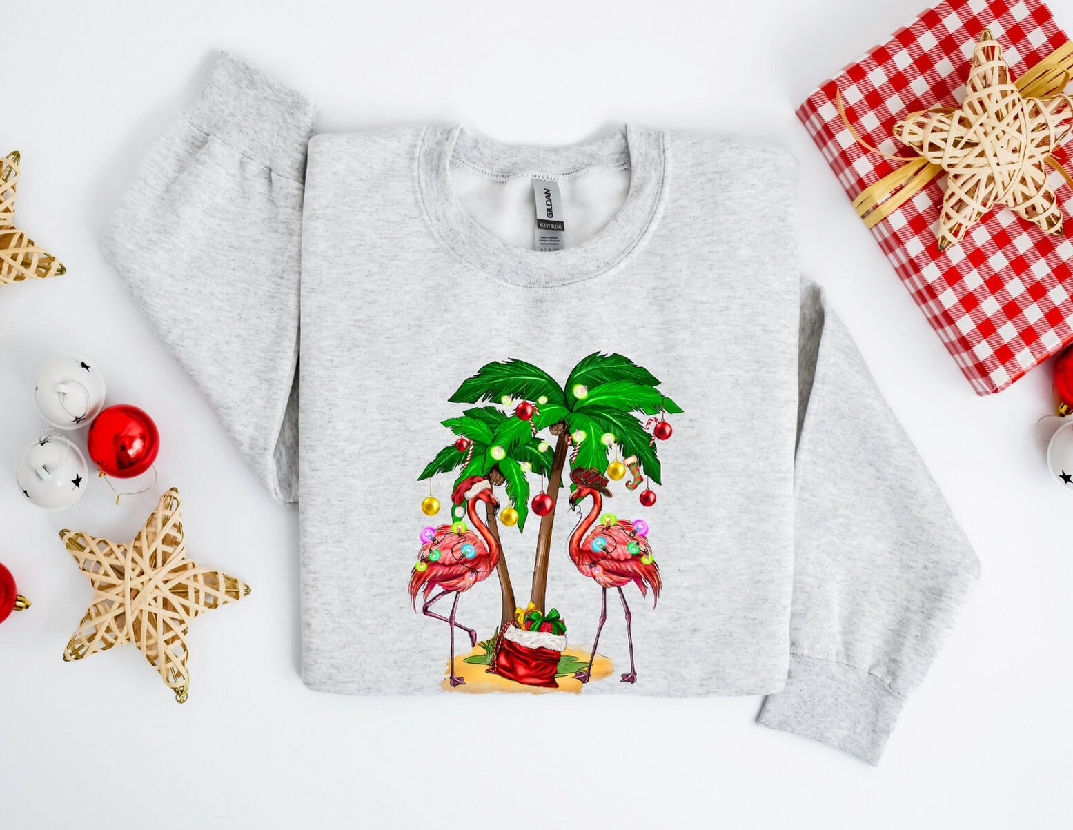 Fa La La Mingo Flamingo Christmas Tree Lights Tropical Xmas Shirt