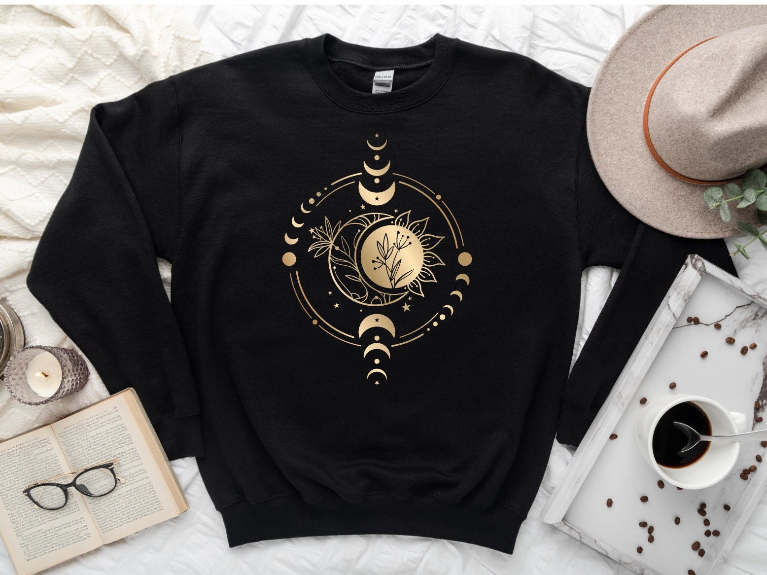 Mystic Moon and Sun Sweatshirt Mystical Moon Phase Sweater - Etsy