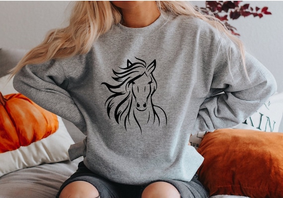 Horse Lover Sweatshirt, Horse Sweater, Horse Rider Hoodie, Horse Owner Shirt, Cute Horse Head Sweater, Equestrian Shirt, Horse Girl Farm Tee