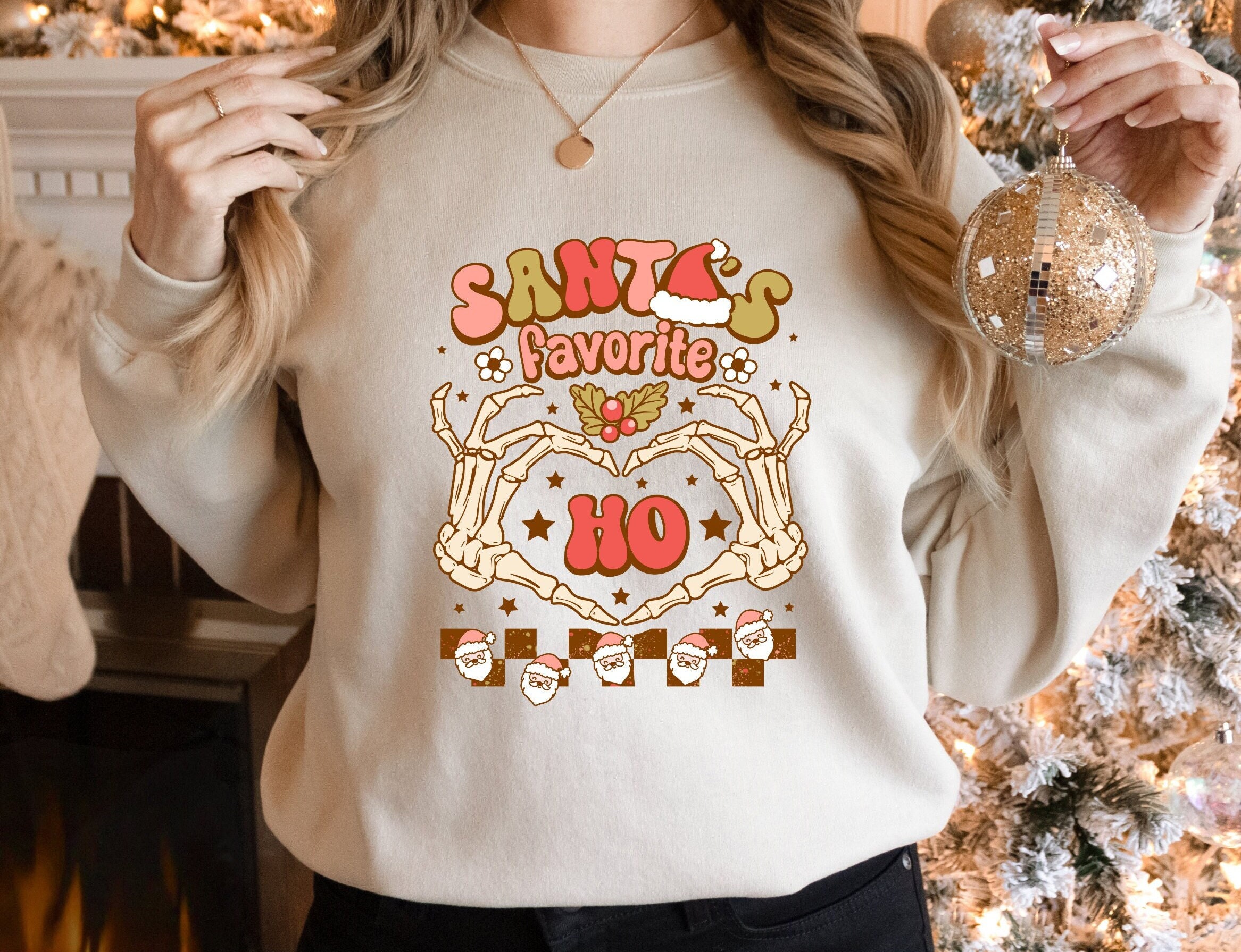 Santa's Favorite Ho Sweatshirt, Funny Christmas Sweater, Favorite Santa Claus Hoodie, Santa Hat Sweatshirt, Holiday Sweatshirt, Ho Shirt