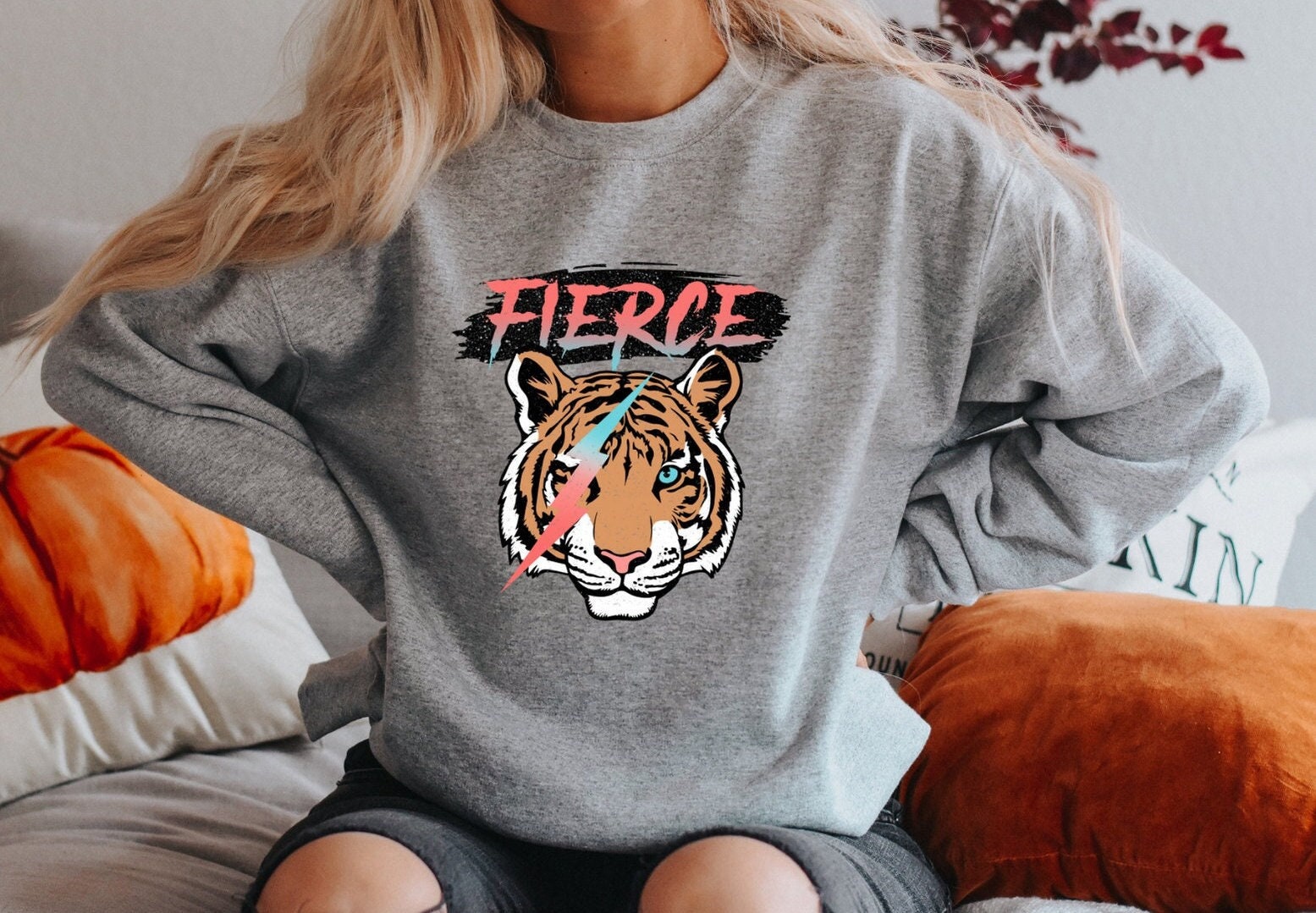 HUMAN MADE Cartoon Tiger Head Letter Fallow Baggy Round Neck Wool Knit  Sweater Pullover For Men And Women