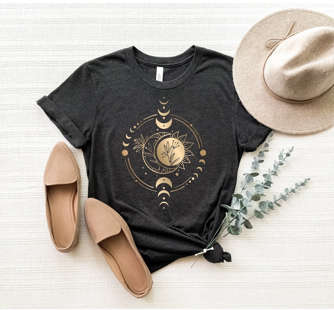 Mystic Moon and Sun Shirt, Mystical Moon Phase Shirt, Moon Phase T ...