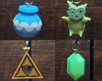 Rupees, Fairies, Pots, Tree Spirits - Earrings or Keychains or Charms