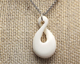 Bone Pounamu Spiral Pikorua Pendant Necklace - Māori Polynesian Pacific Island