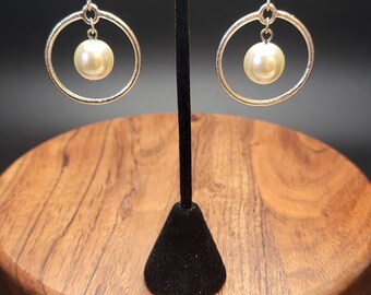 White Pearl Silver Ring Earrings - Māori Polynesian Pacific Island