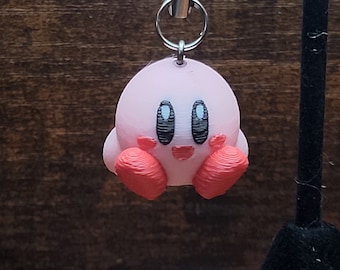 Video Game Round Pink Guy - Earrings or Keychains or Charms