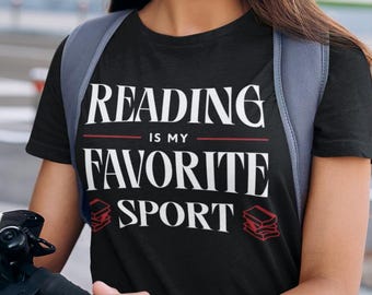 Camiseta "Leer es mi deporte favorito", divertida camiseta literaria, regalo para amantes de los libros, camiseta para profesores de lectura en inglés, regalo para clubes de lectura, ratón de biblioteca