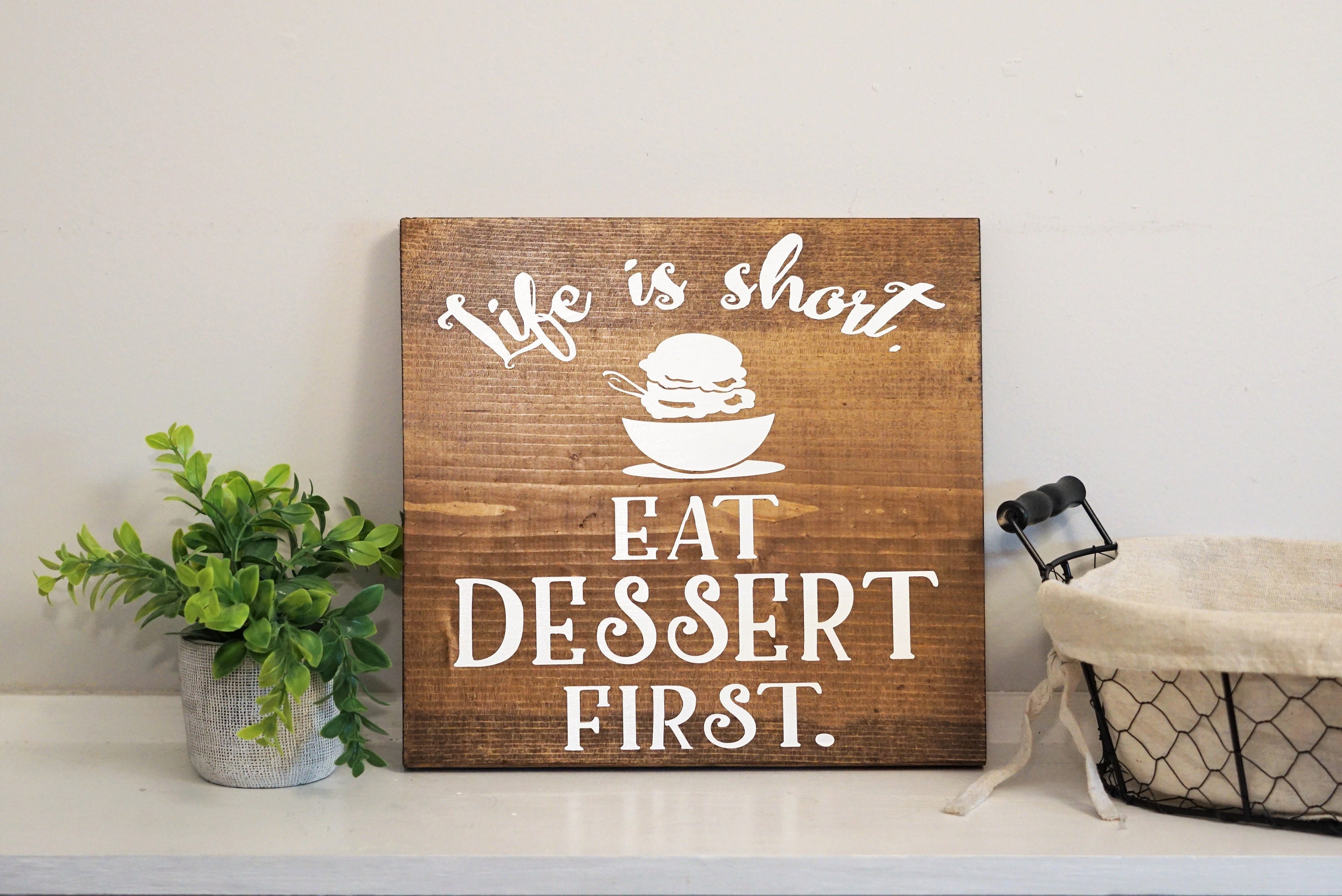Vinyl Wall Art Decal Life is Too Short to Skip Cake 11" x 25" Modern Funny Quote for Home Kitchen Restaurant Bakery Wedding Dessert Table Decora - 1