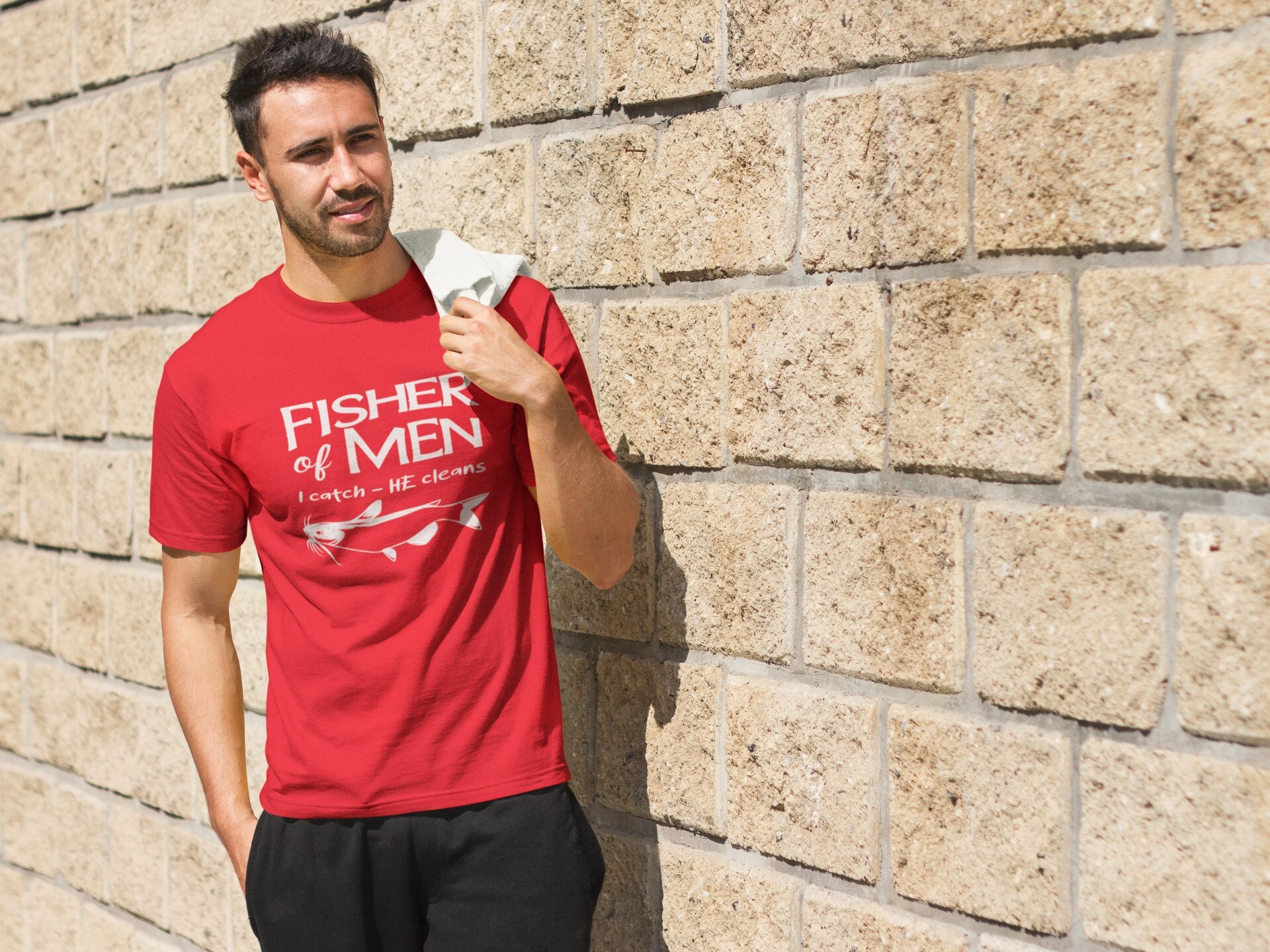 Fisher of Men - I catch HE cleans T shirt for him - Christian fishing shirt - Gift for him shirt - gift for husband - Christian gifts shirts