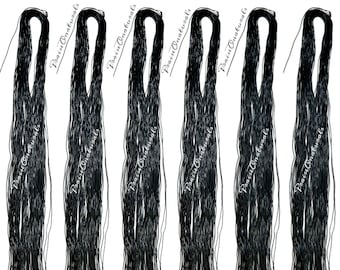 6 Pieces of Black Rubber Thread for African Threading Stretching Out Natural afro Hair for longer stretch hair or use for styling