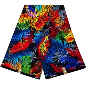 Afrikanischer Stoff Druck Ankara Palmenblätter 6 Meter 100% Baumwolle Schneiderei Blau Pink Rot Grün Gelb Schwarz Orange Nähmaterial