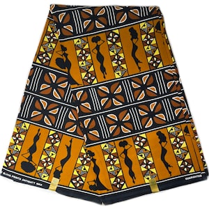 Afrikanischer Stoff Frauen Druck 100% Baumwolle Schneiderei Ankara Handwerk Material Meter, Streifen & Fat Quarters Braun Schwarz Gelb Nähen