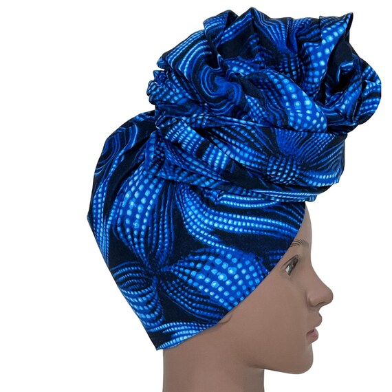African Print Head Wrap: Vibrant Ankara Wax Cotton Turban - Etsy display picture 2