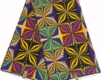 Tissu Wax Africain Ankara 100% Coton - Motifs Colorés Vifs, 1 Yard (~91 Cm)