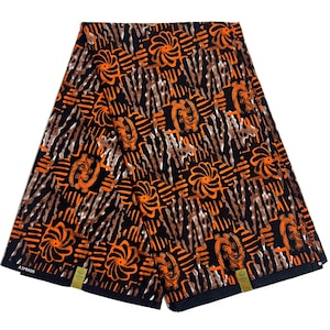 Afrikanischer Stoff ethnischer Druck Ankara 6 Meter 100% Baumwolle Weich und hochwertige Schneiderei Schwarz Weiß Braun Orange Nähen Material