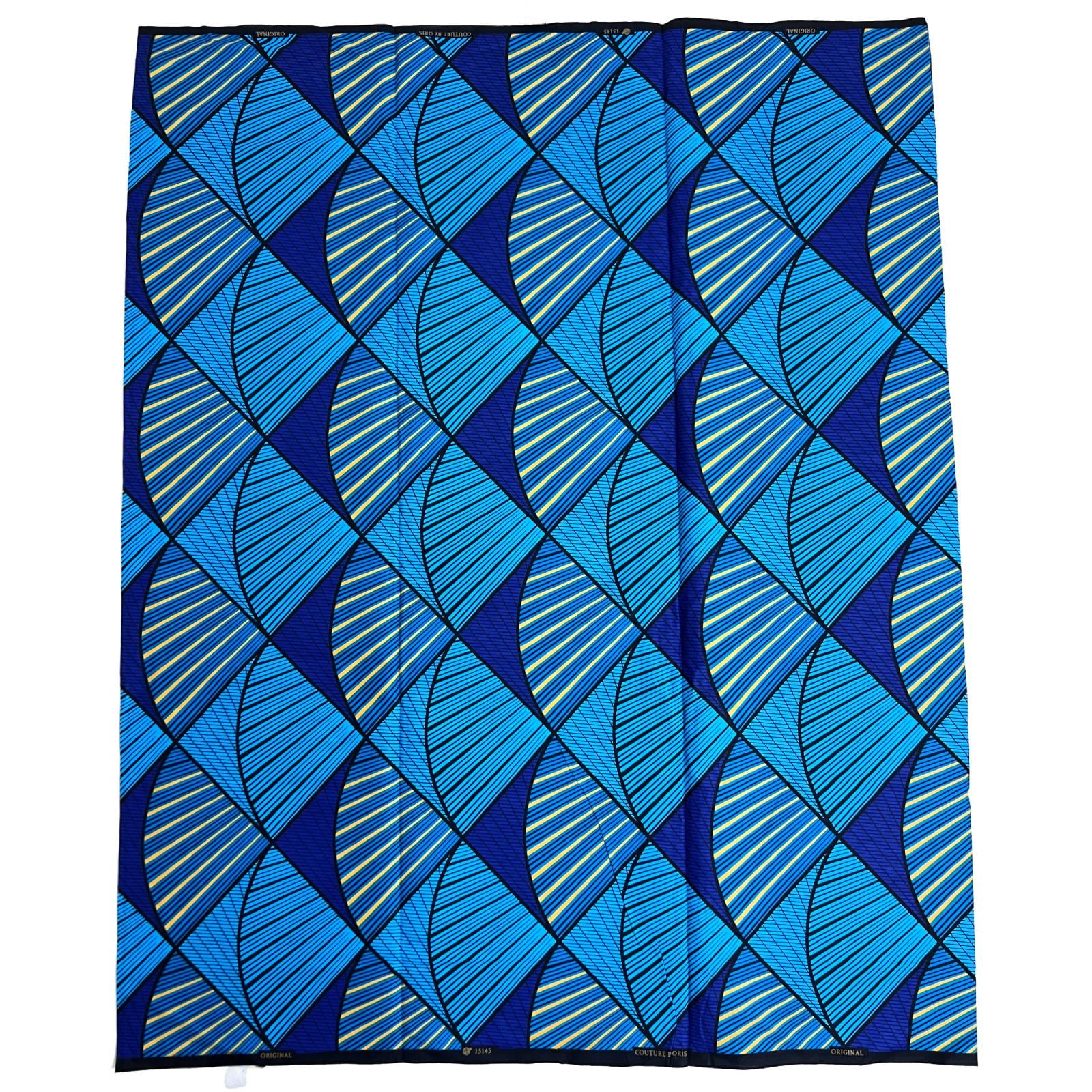 Tessuto Ankara Stampa Africana 6 Yards, Cotone Multicolor Nero/blu/rosso/arancio/giallo
