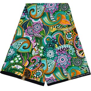 Afrikanischer Stoff Ethnic Print 100% Baumwolle Schneiderei Ankara Meterware Bunt Grün Gelb Schwarz Orange Weiß Nähmaterial