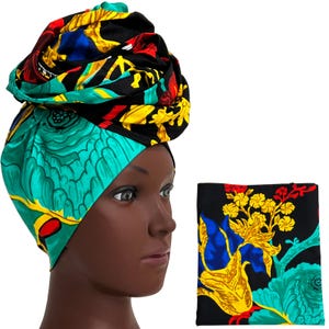 Ankara Head Wrap: African Print Cotton Turban, Colorful Hair Scarf (21x71&quot;)