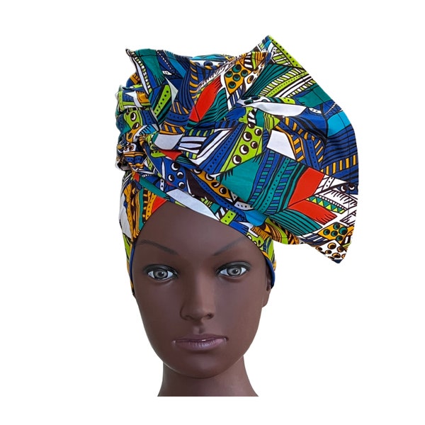 Head wraps African Print Large 100% Wax Cotton Ankara Hair Accessories Scarves 21x71" Beautiful Colorful Vibrant