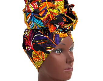 African Print Head Wrap – Ankara Cotton Head Scarf 21x71, Colourful Headwrap, Large Turban Wrap, Gele Head Tie