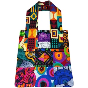 Patchwork Tragetasche Ankara Afrikanischer Stoff Druck Handgemachte Frauen Faltbare Waschbare Umhängetasche Einkaufstasche Reise Stilvolle 100% Baumwolle