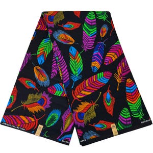 Afrikanischer Stoff Bunte Federn Druck Ankara 6 Yards 100% Baumwolle Schneidern Blau Rosa Rot Grün Gelb Schwarz Orange Näh-Material