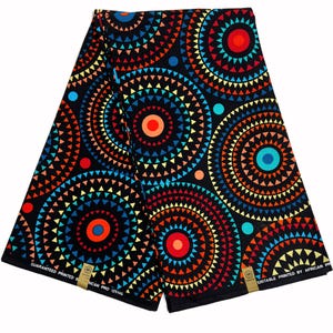 Afrikanischer Stoffdruck 100% Baumwolle Ankara in Meter schwarz blau gelb orange Nähmaterial Schneiderei
