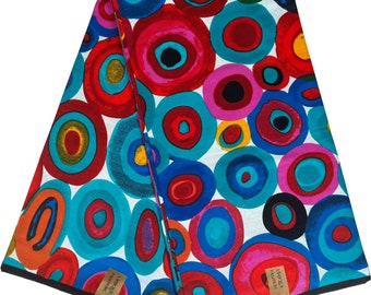 African Ankara Fabric: Colorful Circle Print, 100% Cotton, 6 Yards