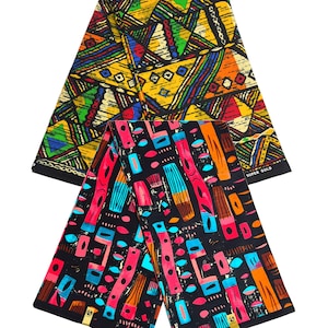 African Wax Print Fabric: 6 Yards, 100% Cotton, Teal Black Purple Pink Red Blue