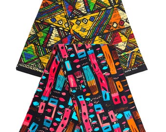 African Wax Print Fabric: 6 Yards, 100% Cotton, Teal Black Purple Pink Red Blue