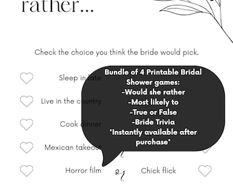 Printable Bridal Shower Games Bundle