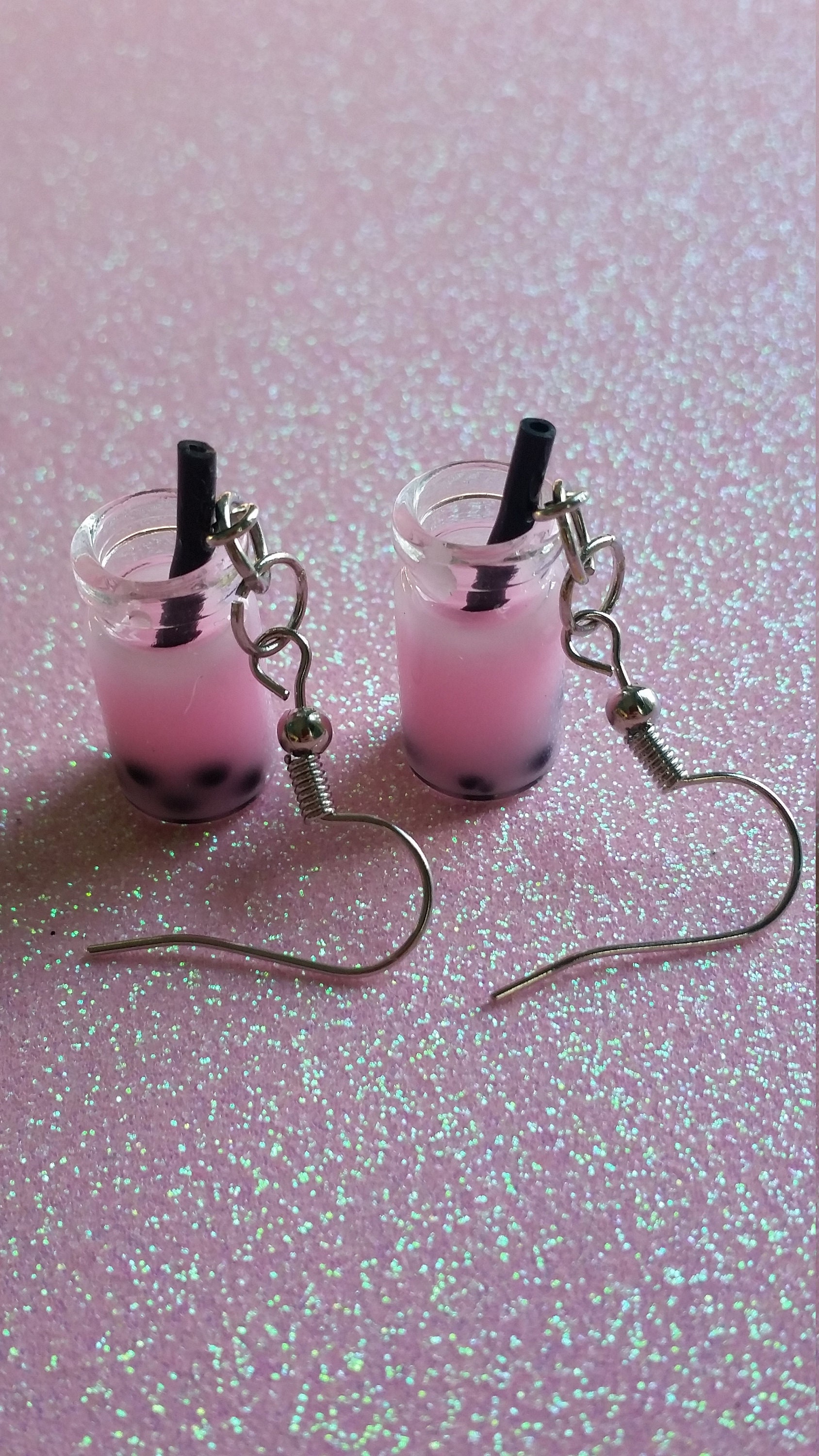 Cute Boba Milk Tea Earrings Boba Tea Earrings Purple Boba Etsy