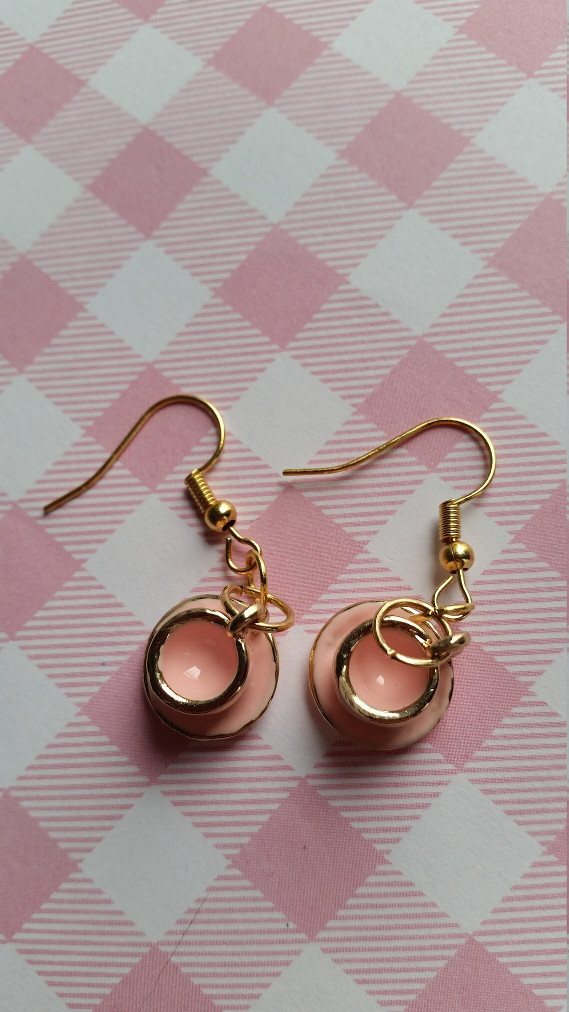 Pink Tea Cup and Saucer Earrings Cute Teacup Earrings Heart Etsy