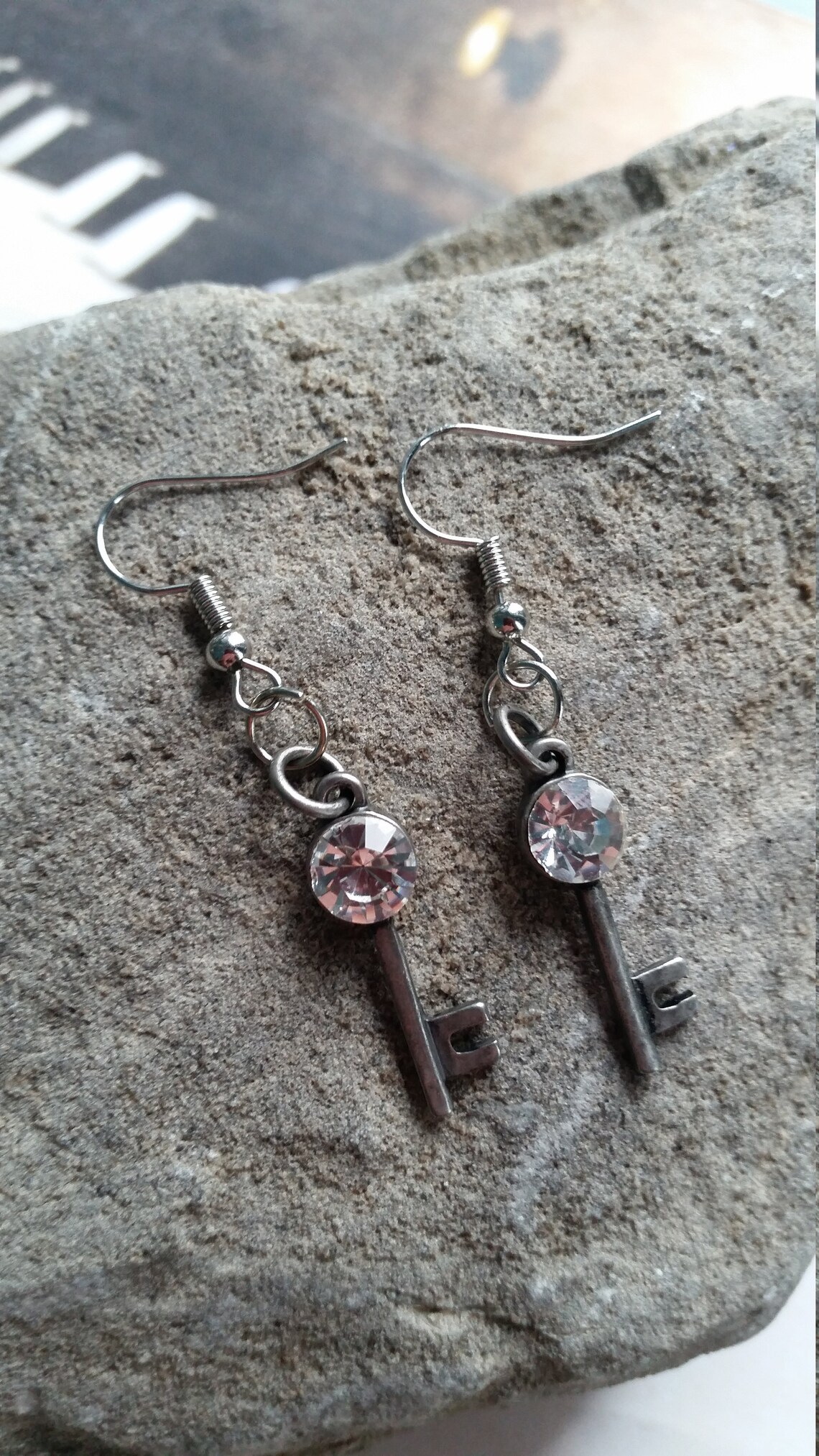 Vintage Crystal Key Earrings Vintage Earrings Faceted Key Etsy