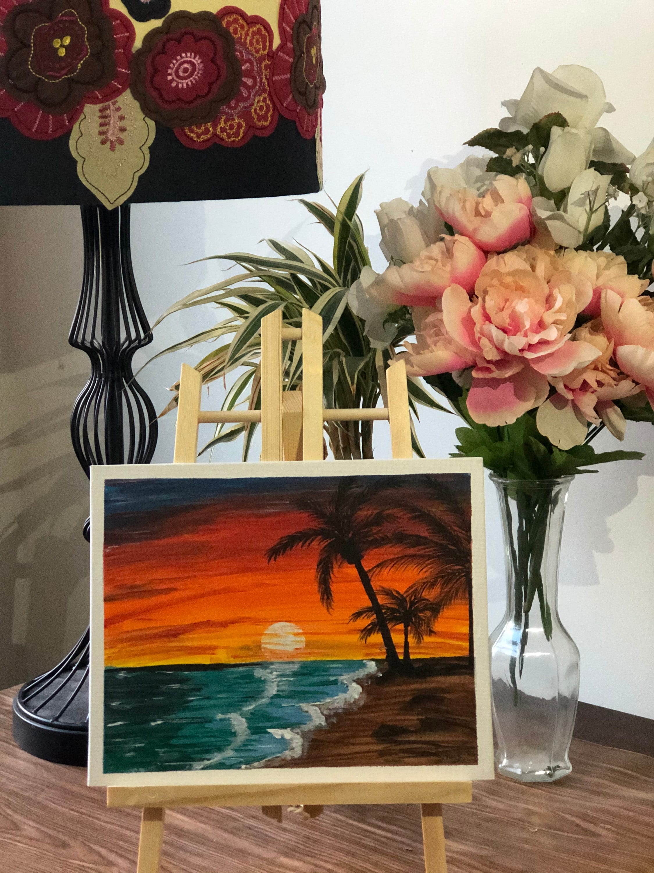 Red Sky Sunset Beach Canvas Board Wall Art Painting - 8in X 10 in ...