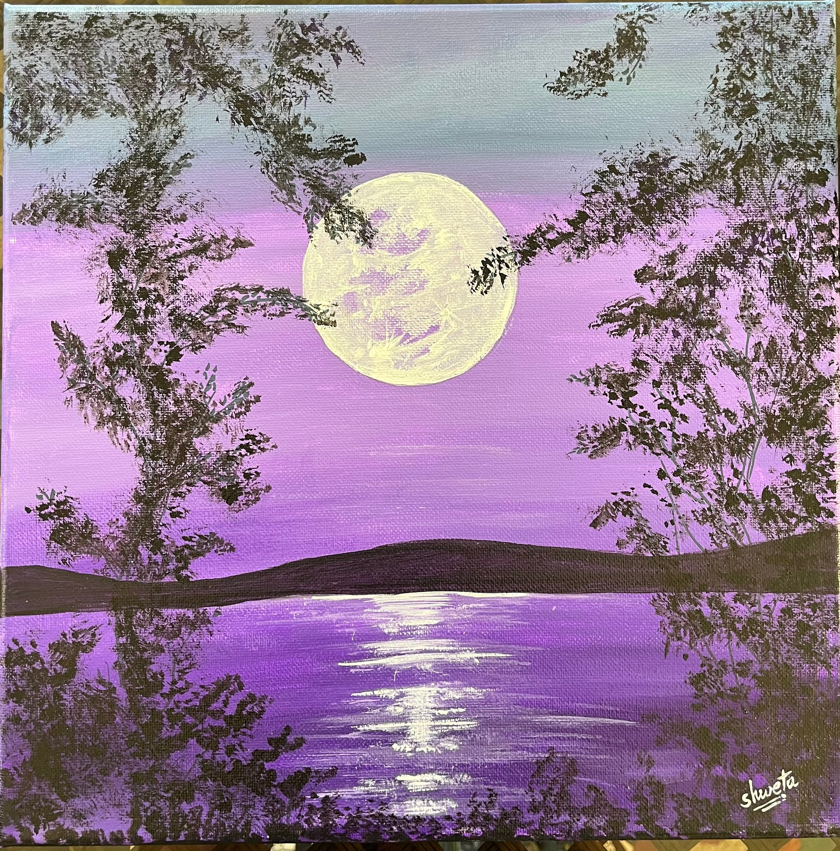Purple Sky - Original Acrylic Painting on 12
