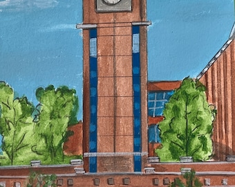 UNC Charlotte – Belk Tower Watercolor Art Print from original painting