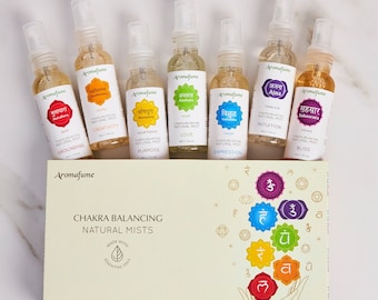 7 Chakra Natural Mist Spray Gift Set | Yoga & meditation | Align your chakras | Charged with Chakra Crystals | Grounding, Relaxation, Peace
