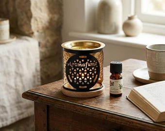 Flower of Life Essential Oil Burner – Aromatherapy Diffuser & Smokeless Oil Warmer, Tealight Oil Diffuser, Brass Aromatherapy Oil Burner