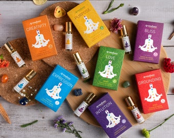 7 Chakras Essential Oils Blends Roll On | Aromatherapy Roll On | Christmas Gifts | Align your Chakras | Charged with Chakra Crystals